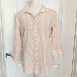 Chico's | Pink and White No Iron Striped Shirt